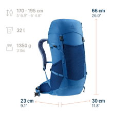 Deuter Wanderrucksack Futura 32 (für Mehrtageswanderungen, komfortables Tragesystem) blau - 32 Liter